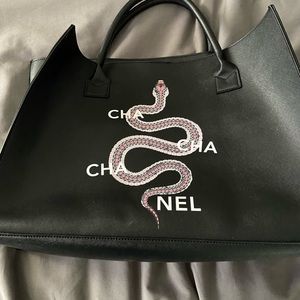 Large Black Vegan Tote